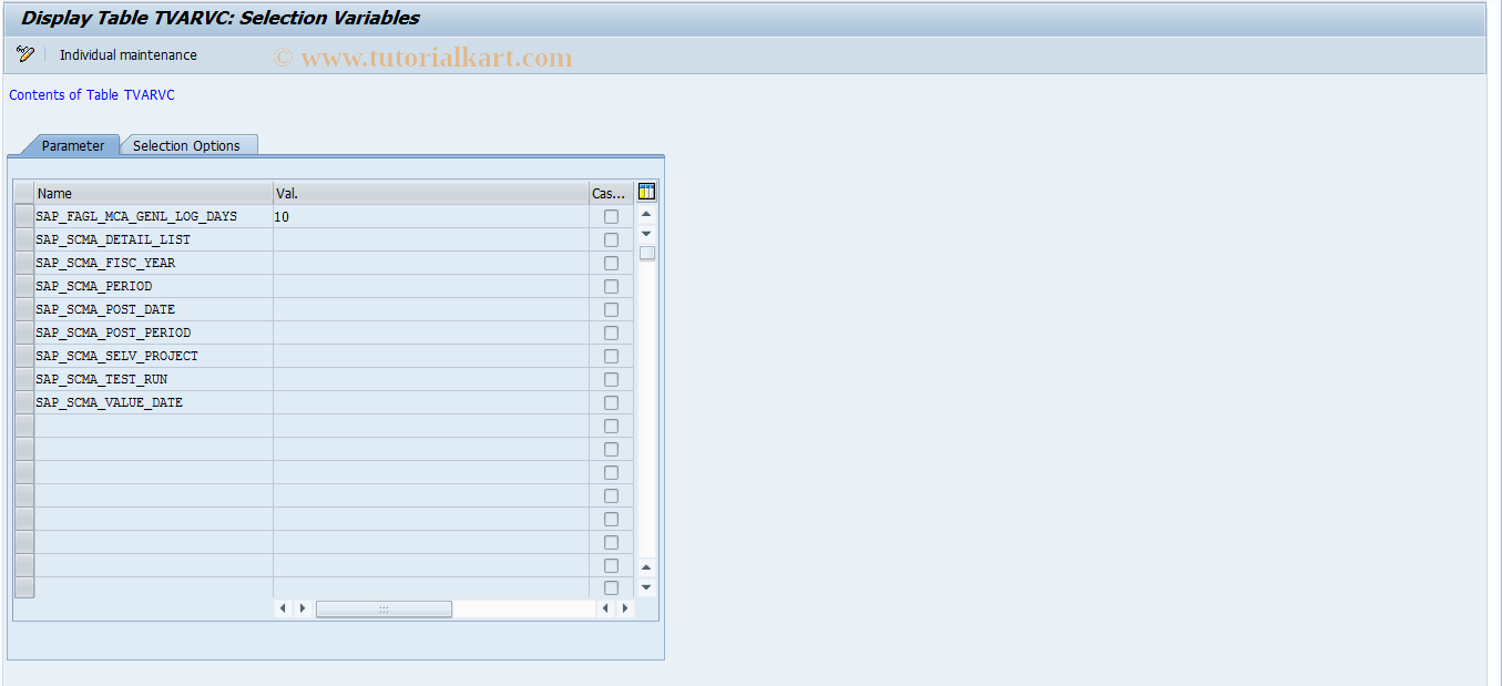 SAP TCode STVARVC - Maintain TVARVC in Client '000'