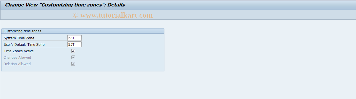 SAP TCode STZAC - Maintain time zone act. in client