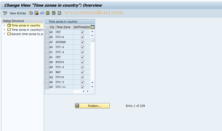 SAP TCode STZGC - Time zones: Maintain geo.data