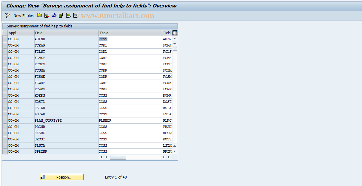 SAP TCode SURF4 - Survey: F4 Help assignment