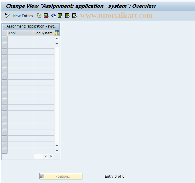 SAP TCode SURSY - Assignment: application - system