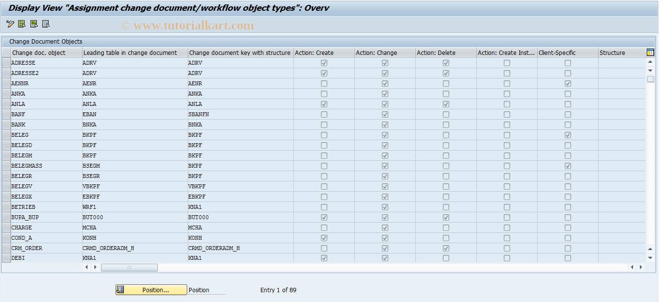 account assignment object tcode