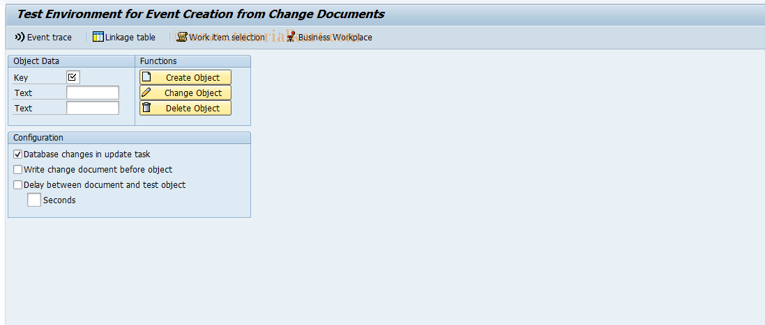 SAP TCode SWE_CD_TST - Test Environ. for Change Documents