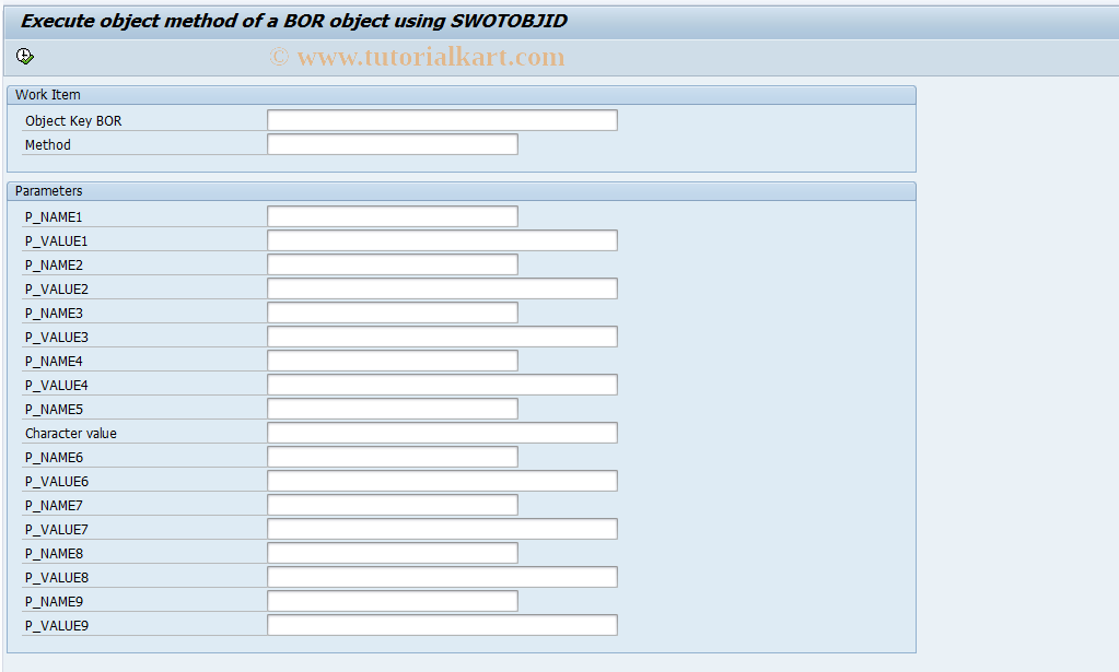 SAP TCode SWF_OBJ_EXEC_BO - Execute Object Method (SWOOBJID)