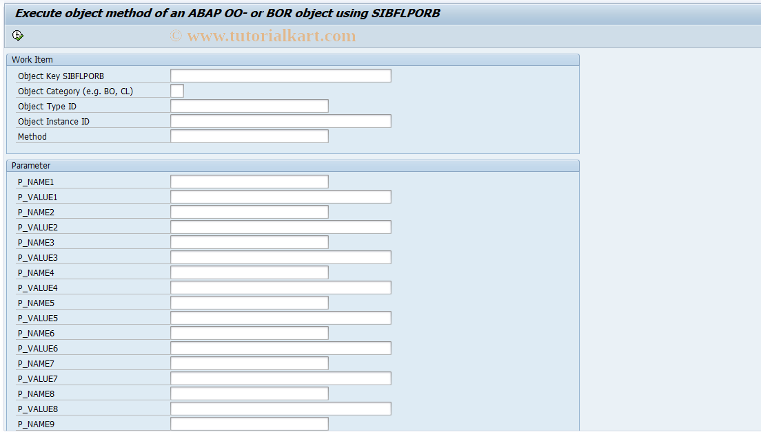 SAP TCode SWF_OBJ_EXEC_CL - Execute Object Method (SIBFLPORB)