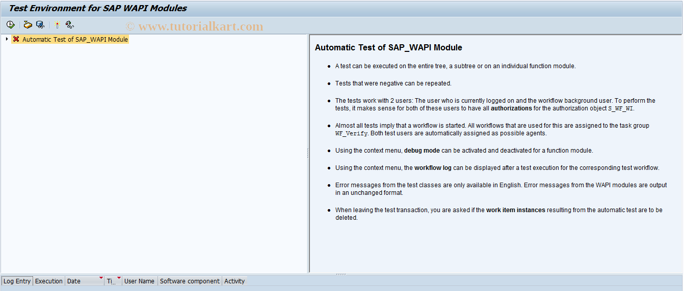 SAP TCode SWF_WAPI_TEST - Automatic Test of SAP_WAPI