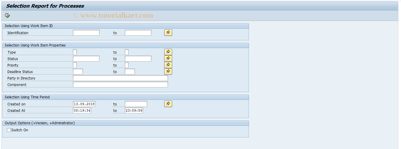 SAP TCode SWF_XI_SWI1 - Process Selection