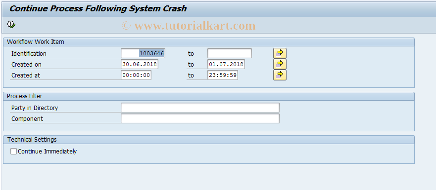 SAP TCode SWF_XI_SWPC - Continue Process After System Crash