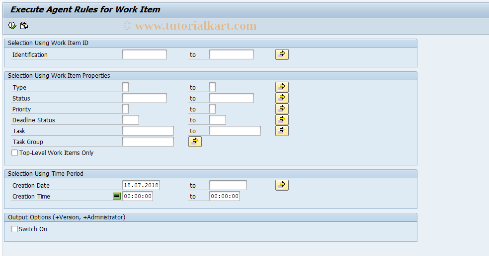 SAP TCode SWI1_RULE - Execute Rules for Work Items