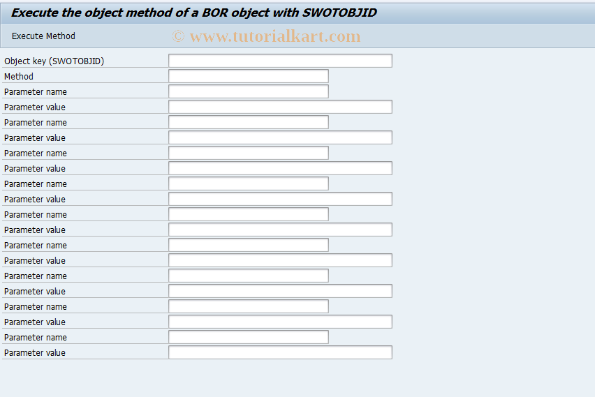 SAP TCode SWK2 - Execute Object Method (SWOOBJID)