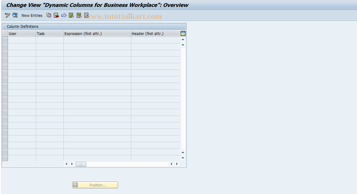 SAP TCode SWL1 - Settings for dynamic columns