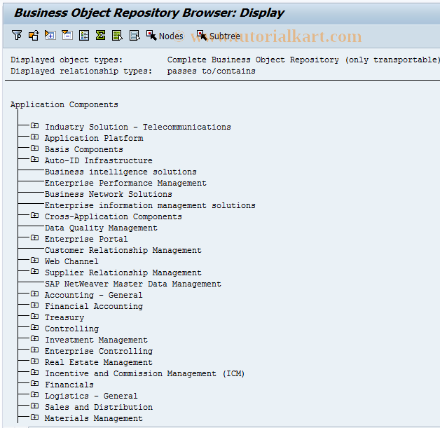 SAP TCode SWO4 - Business Object Repository
