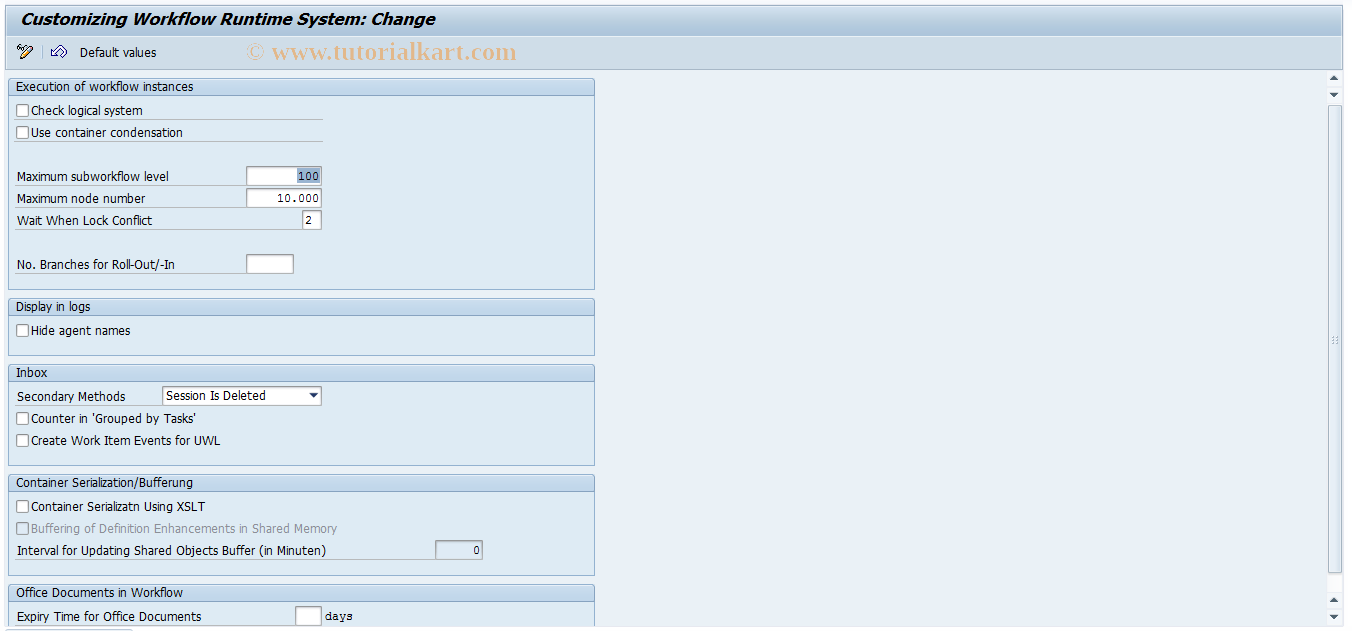 SAP TCode SWPA - Runtime System Customizing