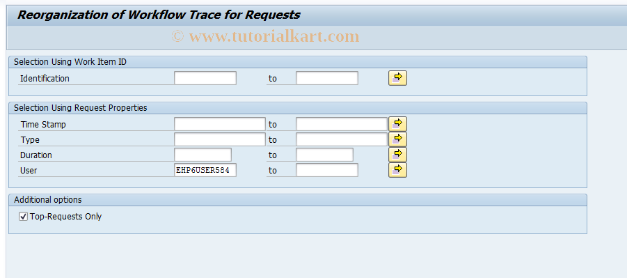 SAP TCode SWTREORG - Reorganization Trace for Requests