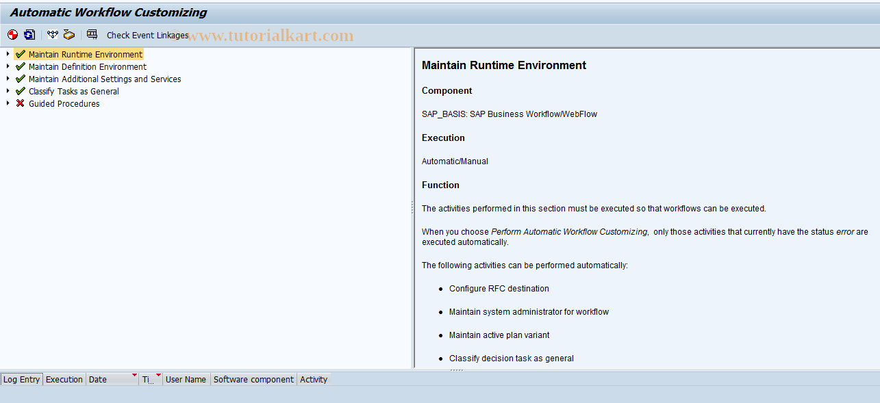 SAP TCode SWU3 - Automatic Workflow Customizing