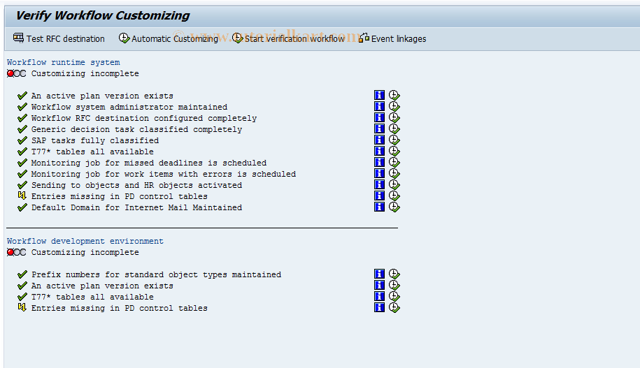 SAP TCode SWU3_OLD - Consistency check: Customizing