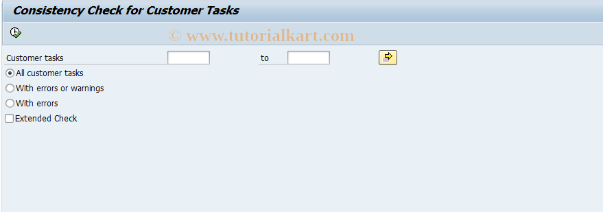 SAP TCode SWU5 - Consistency Test for Customer Task