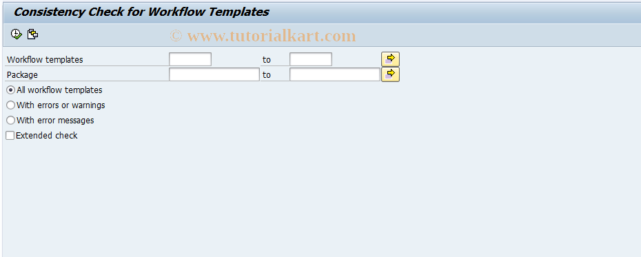 SAP TCode SWU7 - Consistency Test for Workflow Templ.
