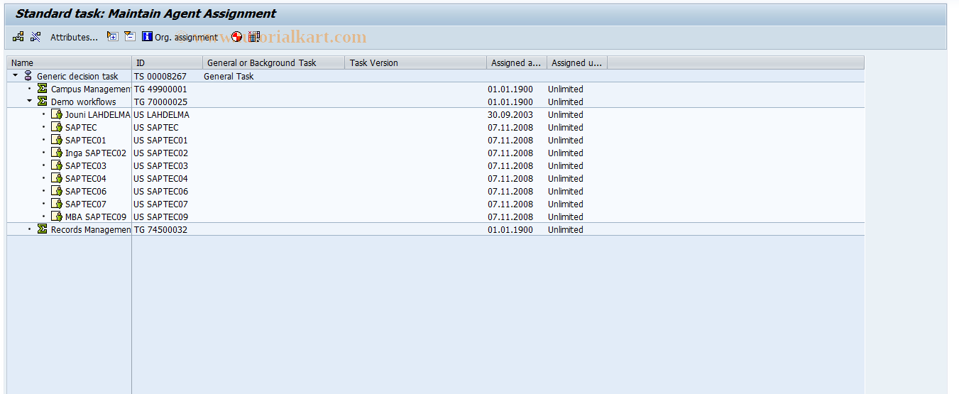 SAP TCode SWUC - Customizing decision task