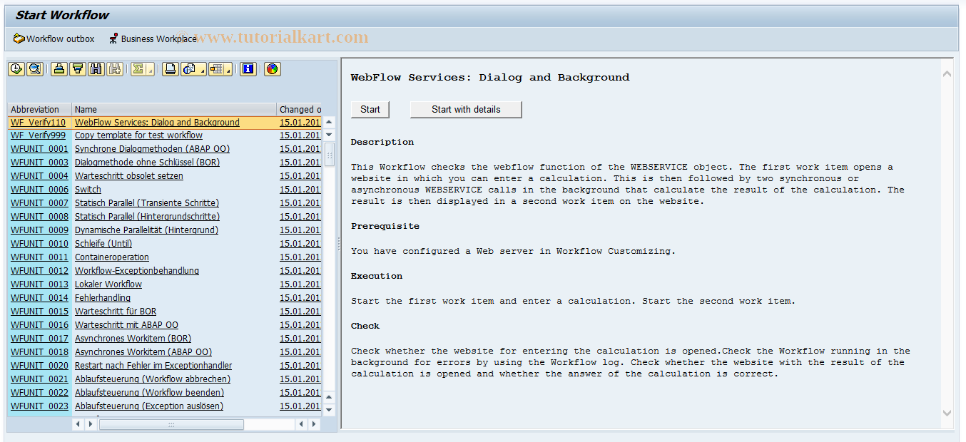 SAP TCode SWUI - Start Workflow