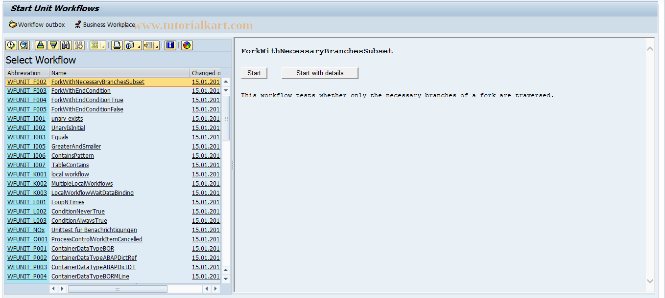 SAP TCode SWUI_WFUNIT - Start Unit Workflows