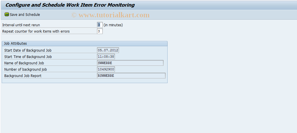 SAP TCode SWWD - Maintain Work Item Error Monitoring