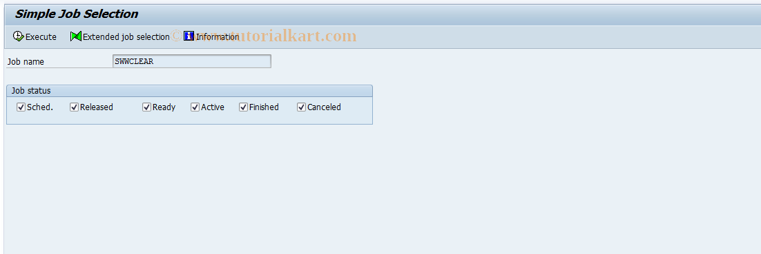 SAP TCode SWW_DISPSWWCLEAR - Show Background Job for Clearing