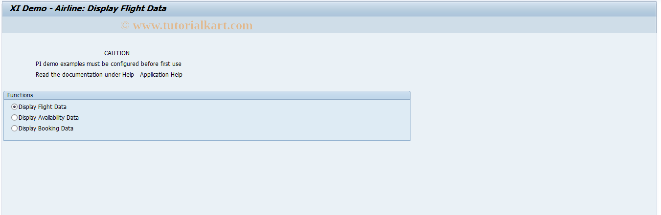 SAP TCode SXIDEMO2 - PI Demo: Display Flight Data