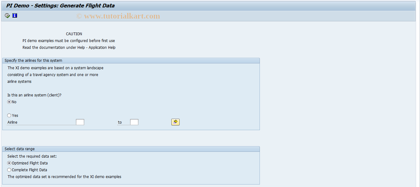 SAP TCode SXIDEMO3 - PI Demo: Generate Flight Data