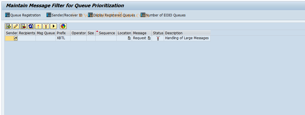 SAP TCode SXMSQUEUE - Conf. Queue Prioritization Filter
