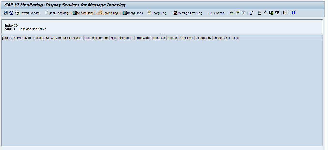 SAP TCode SXMS_MONI_IND - Monitoring XI Message Indexing