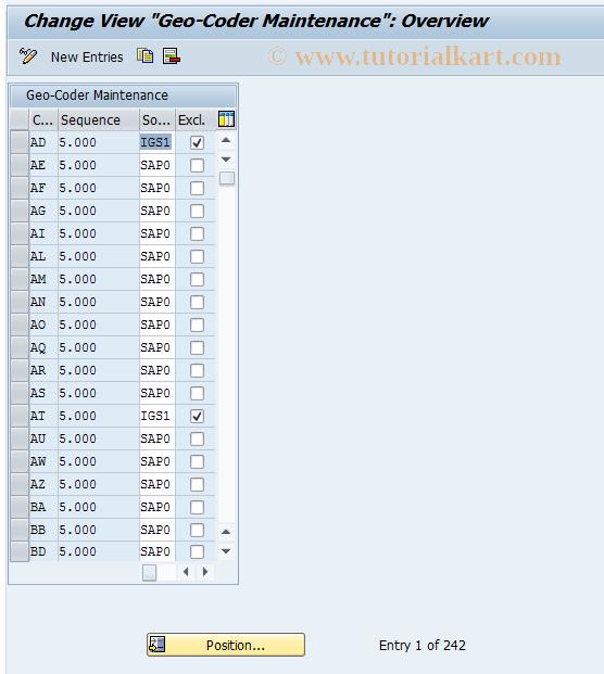 SAP TCode SZGEOCD_GEOCODERS - Assign Geocoding Tools to Countries