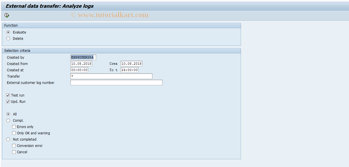 SAP TCode S_ABA_72000008 - IMG activity: _CABP_KCLP