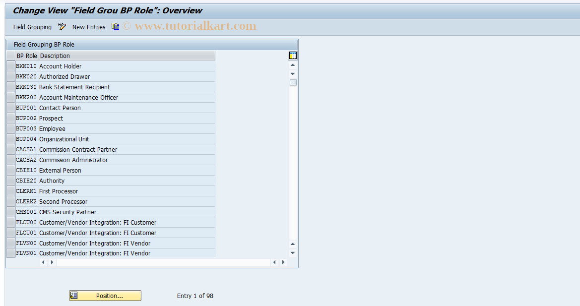 SAP TCode S_ABA_72000042 - IMG Activity: _CABP_BUCG