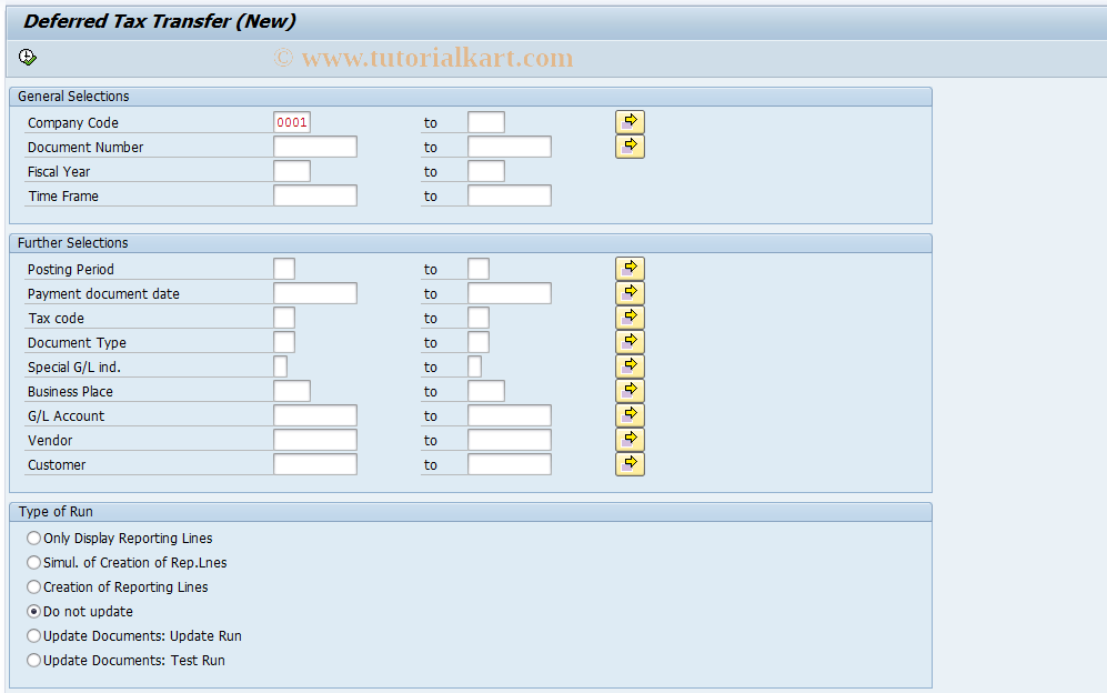 SAP TCode S_AC0_52000644 - Deferred Tax Transfer