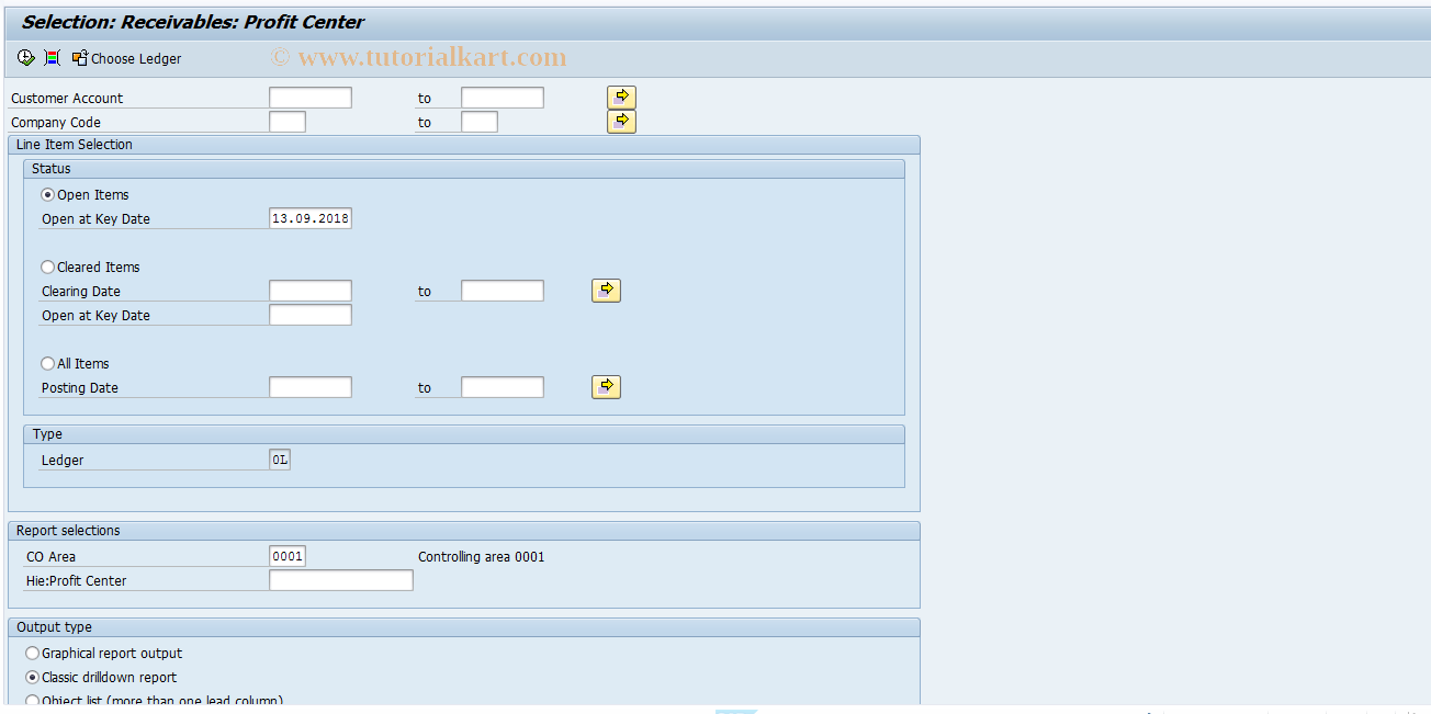 SAP TCode S_AC0_52000887 - Receivables: Profit Center