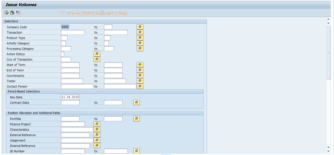 SAP TCode S_AEN_10000987 - Issue Volumes