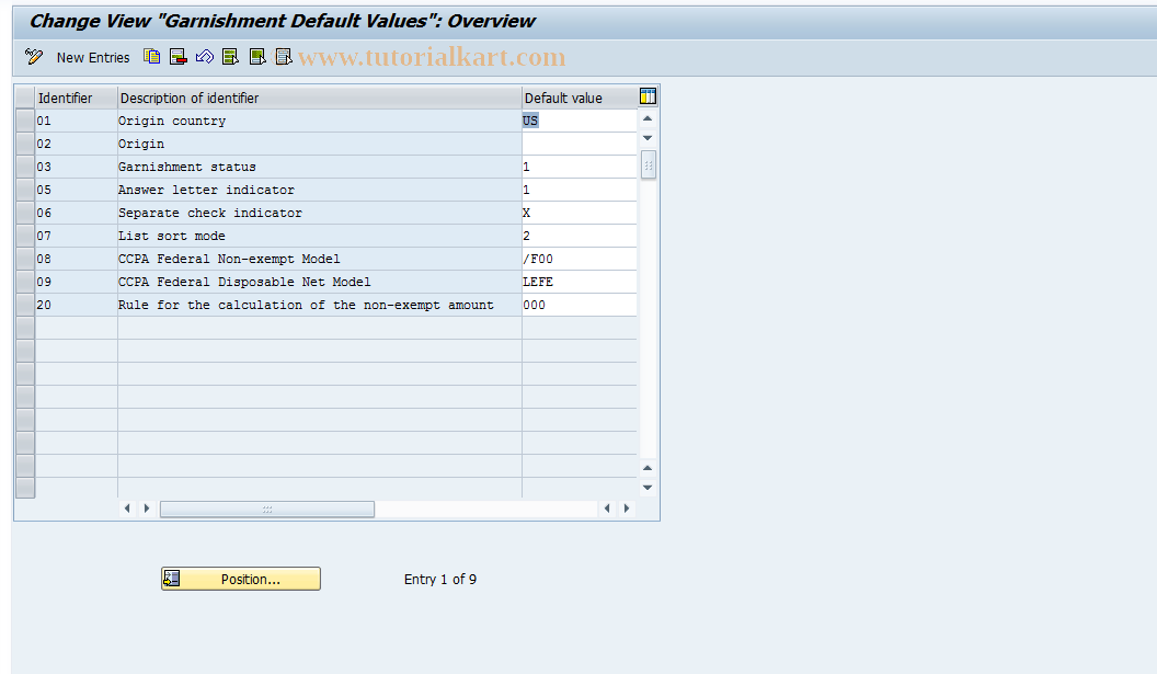 SAP TCode S_AHR_61000014 - IMG-Aktivität: OHAU02DA