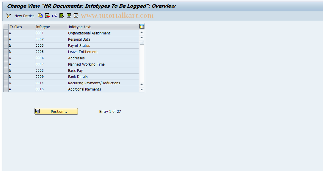 SAP TCode S_AHR_61000029 - IMG-Aktivität: OHAU0310