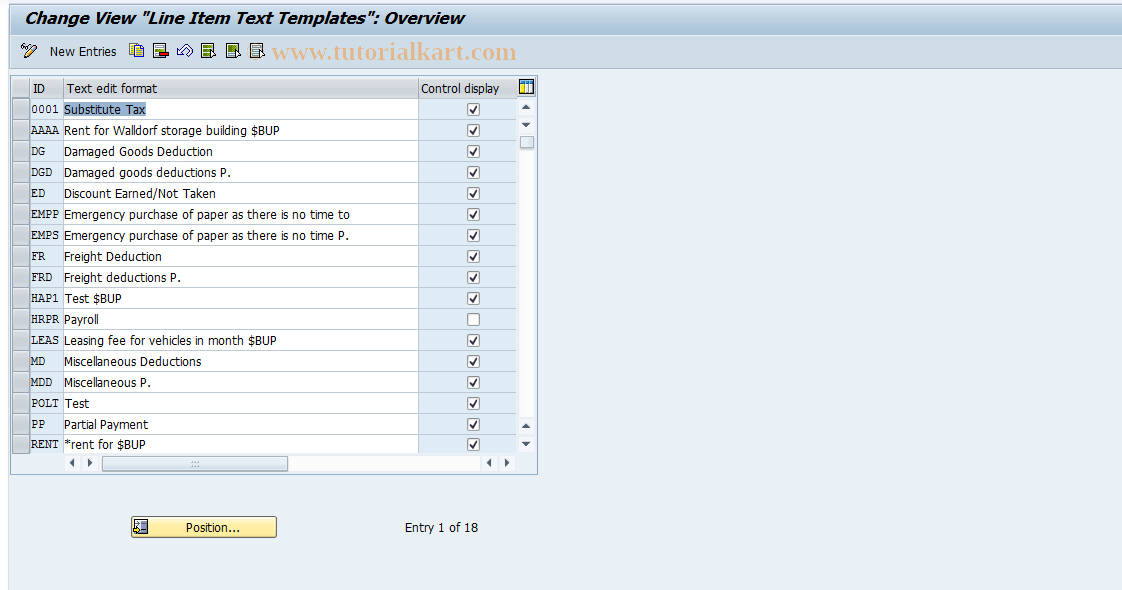 SAP TCode S_AHR_61000094 - IMG-Aktivität: OHAURI070