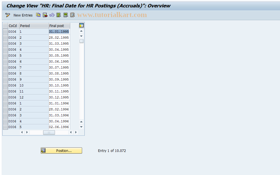 SAP TCode S_AHR_61000098 - IMG-Aktivität: OHAU1203