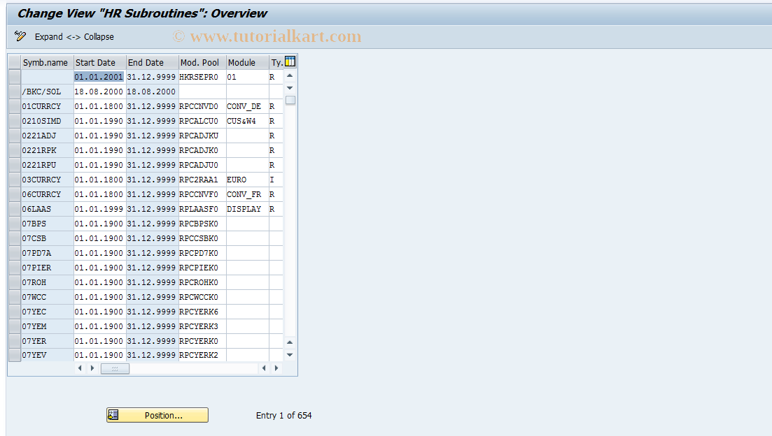 SAP TCode S_AHR_61000120 - IMG-Aktivität: OHAUPAY003