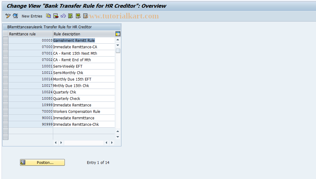 SAP TCode S_AHR_61000130 - IMG-Aktivität: OHAUR0001