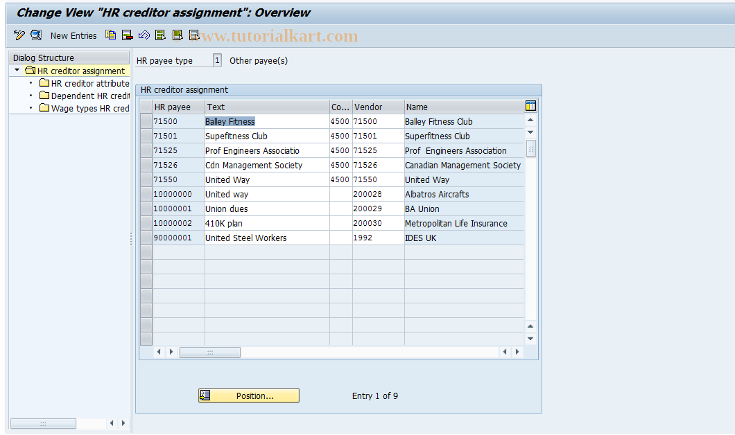 SAP TCode S_AHR_61000132 - IMG-Aktivität: OHAUTPR001A