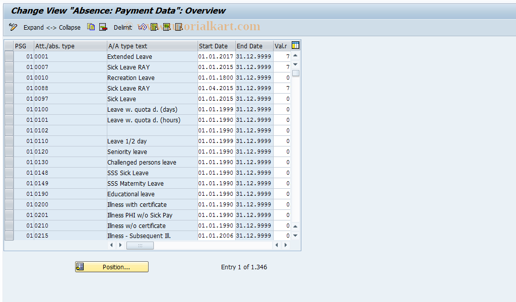 SAP TCode S_AHR_61000232 - IMG-Aktivität: OHAUAB002