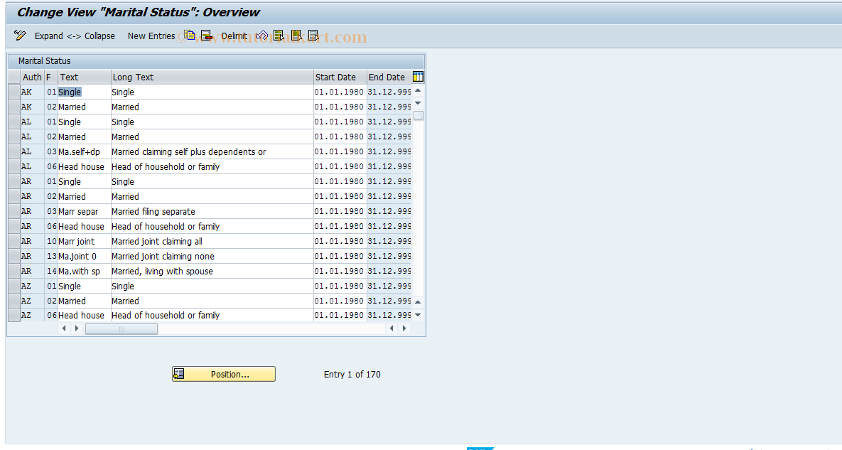 SAP TCode S_AHR_61000289 - IMG-Aktivität: OHAUTX00313A