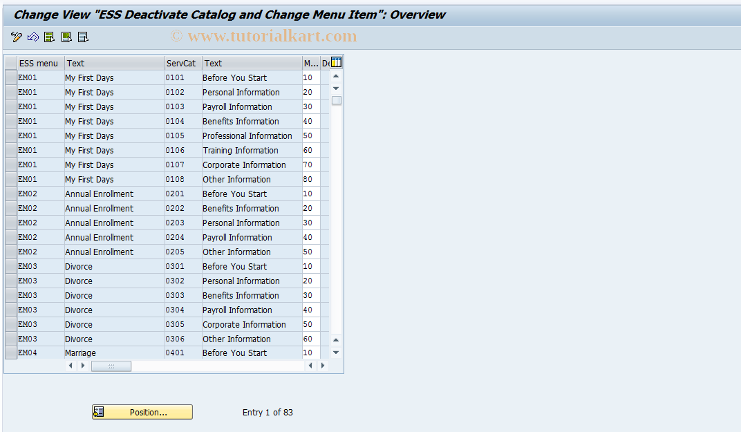 SAP TCode S_AHR_61000344 - IMG Activity: SIMG_ESSWWW_CDE