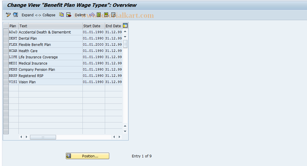 SAP TCode S_AHR_61000459 - IMG-Activity: OHAVE_BEN003