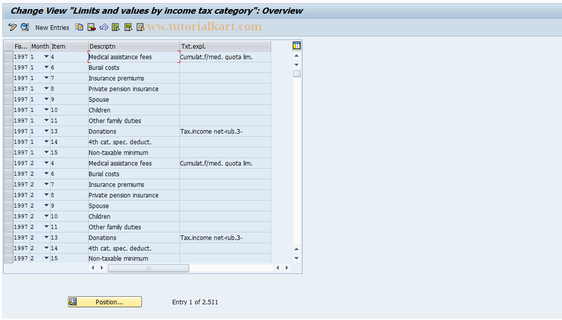 SAP TCode S_AHR_61000464 - IMG-Activity: OHAARTX005