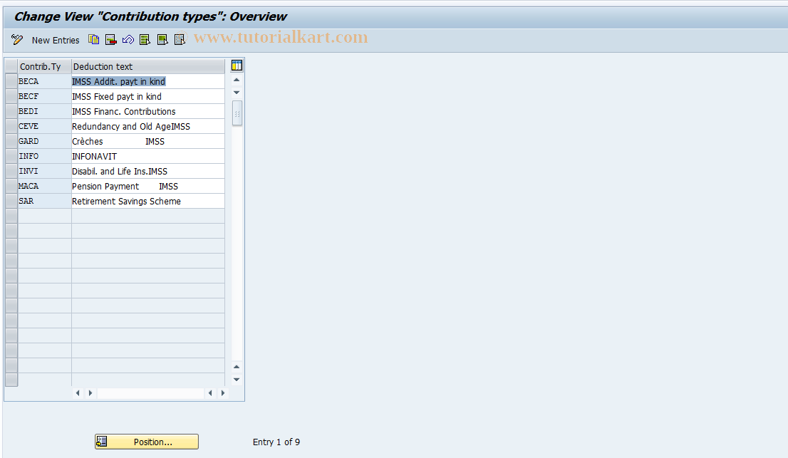 SAP TCode S_AHR_61000504 - IMG Activity: OHAMX_SS110